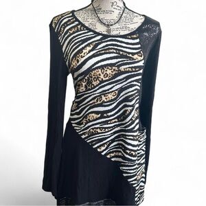 Mixed Media Top with Asymmetrical Hem